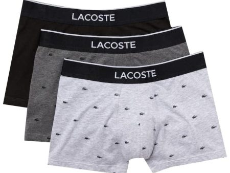 (Falta 1 gris claro, incluye 2) Lacoste 5H3411 Bóxer, Noir Bitume Chine-Argent, M para Hombre Embalaje Deteriorado For Discount